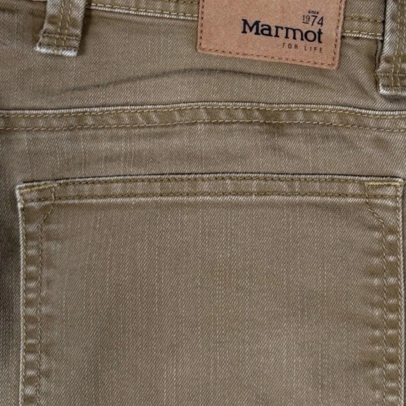 Marmot Men's Morrison Jeans 32x30 Tan Denim Outdoor Hiking Straight Leg 5 Pocket - Picture 6 of 11